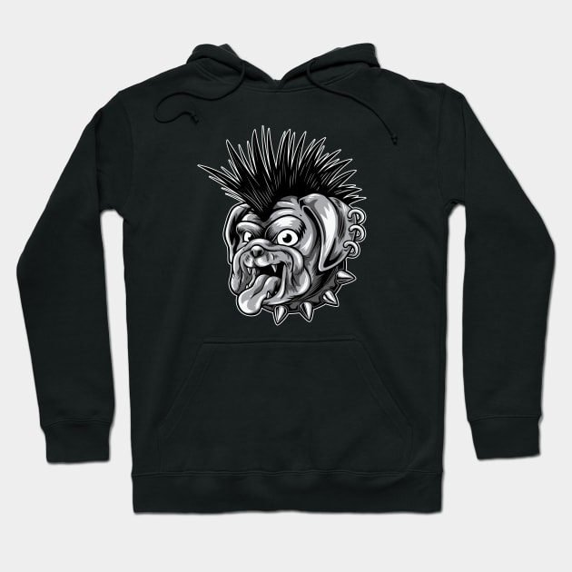 Punk Rock Pug Sketch Hoodie by SLAG_Creative